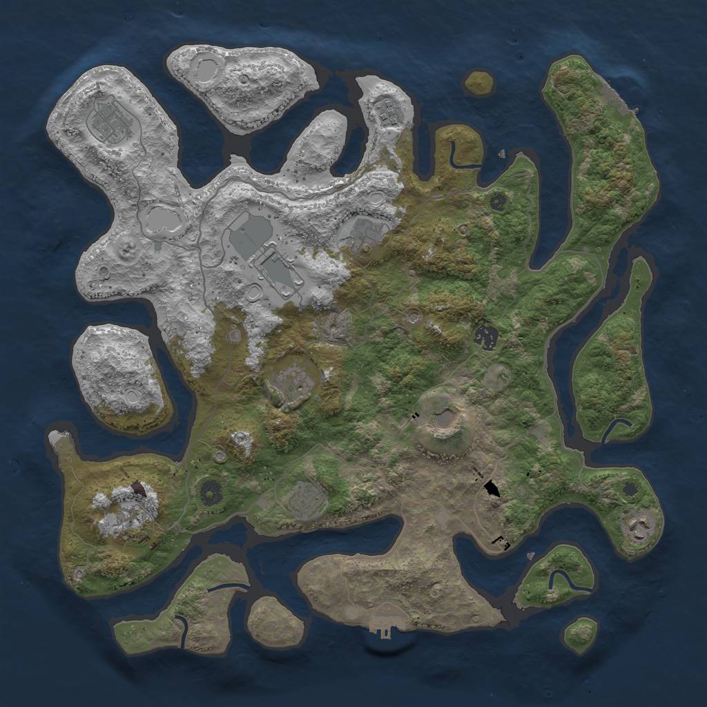 Rust Map: Procedural Map, Size: 4300, Seed: 834535, 21 Monuments