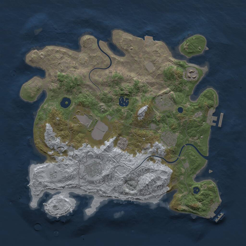 Rust Map: Procedural Map, Size: 3505, Seed: 851525, 12 Monuments