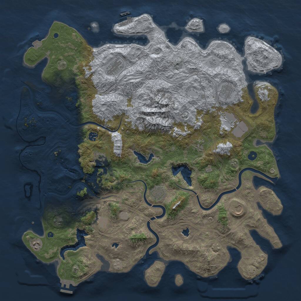 Rust Map: Procedural Map, Size: 5000, Seed: 69690, 17 Monuments