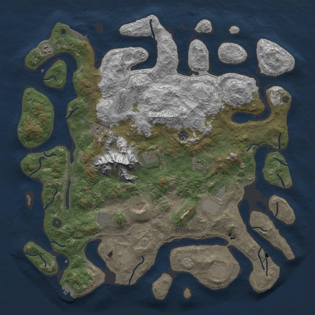 Rust Map: Procedural Map, Size: 5000, Seed: 69690, 22 Monuments