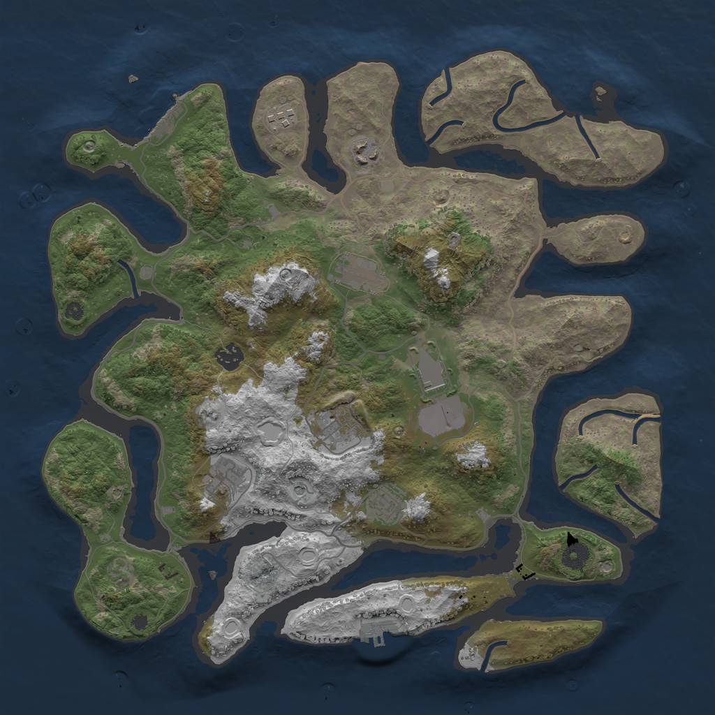 Rust Map: Procedural Map, Size: 4000, Seed: 1465822777, 19 Monuments