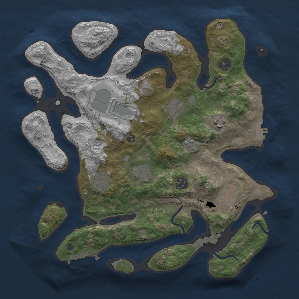 Rust Map: Procedural Map, Size: 3500, Seed: 17228419, 19 Monuments