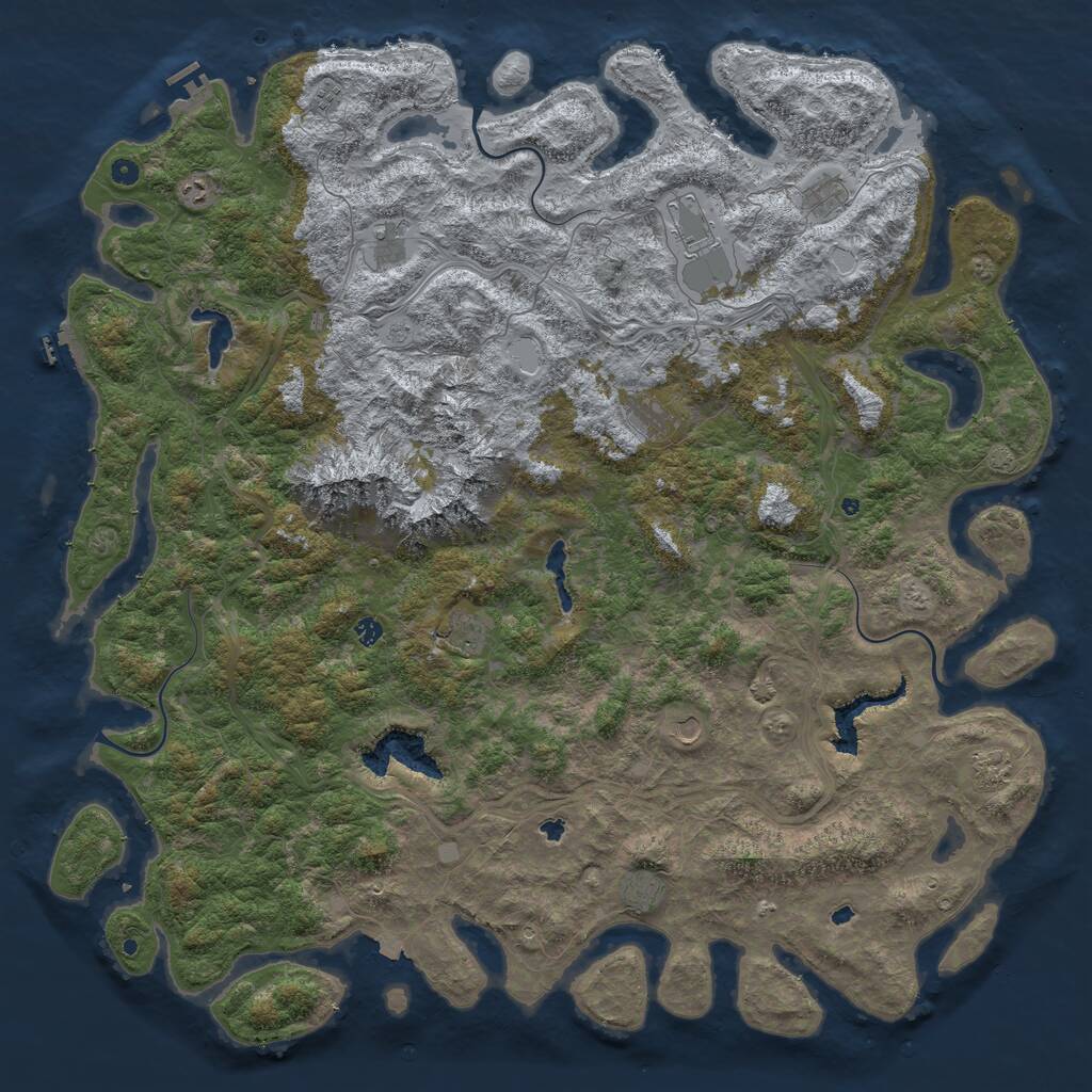 Rust Map: Procedural Map, Size: 6000, Seed: 356819275, 17 Monuments