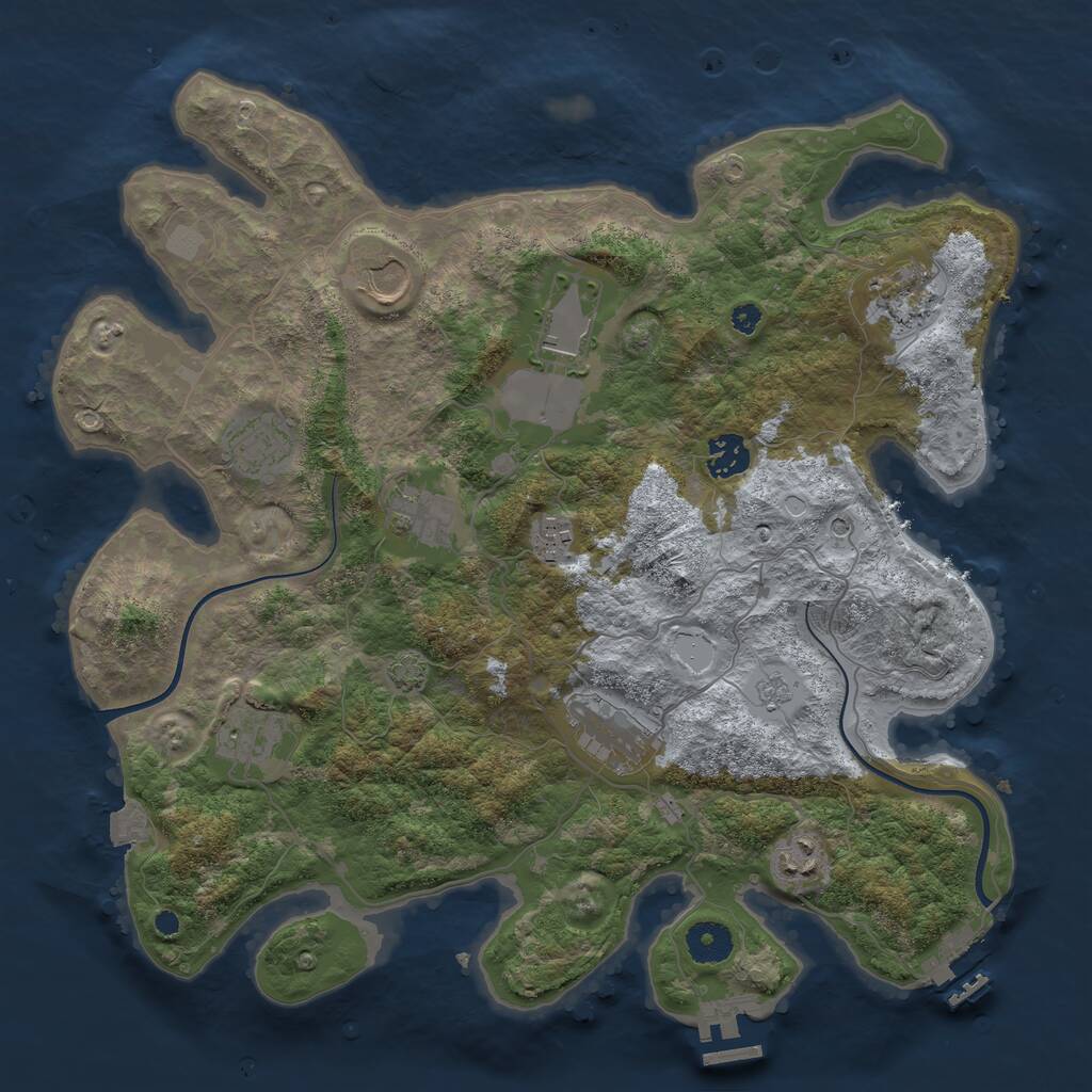 Rust Map: Procedural Map, Size: 3700, Seed: 516677810, 16 Monuments