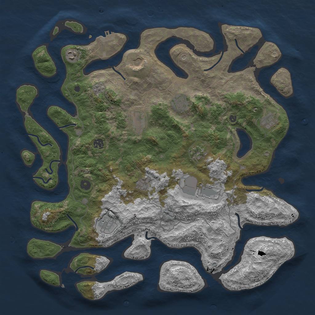 Rust Map: Procedural Map, Size: 4500, Seed: 1389883308, 21 Monuments