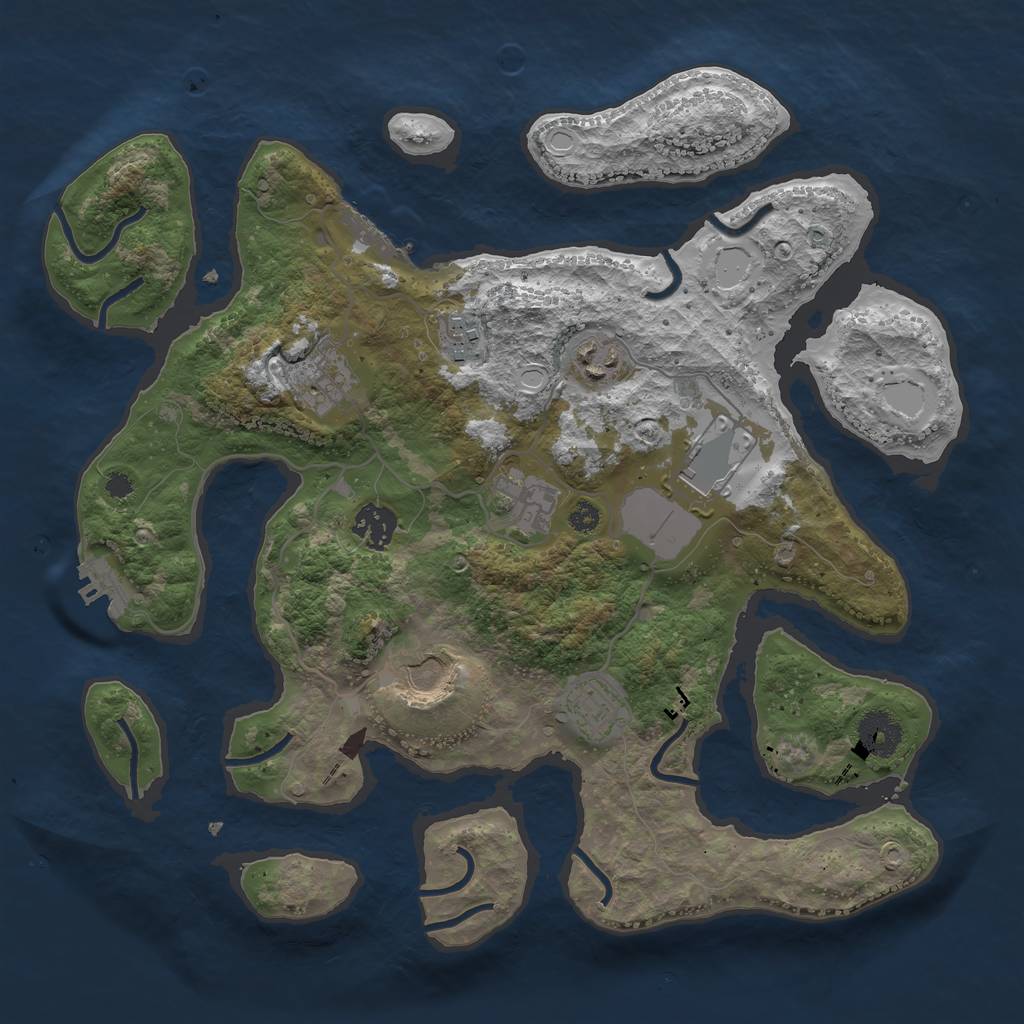 Rust Map: Procedural Map, Size: 3500, Seed: 1136366152, 18 Monuments