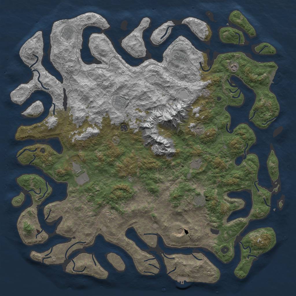 Rust Map: Procedural Map, Size: 6000, Seed: 654660948, 22 Monuments