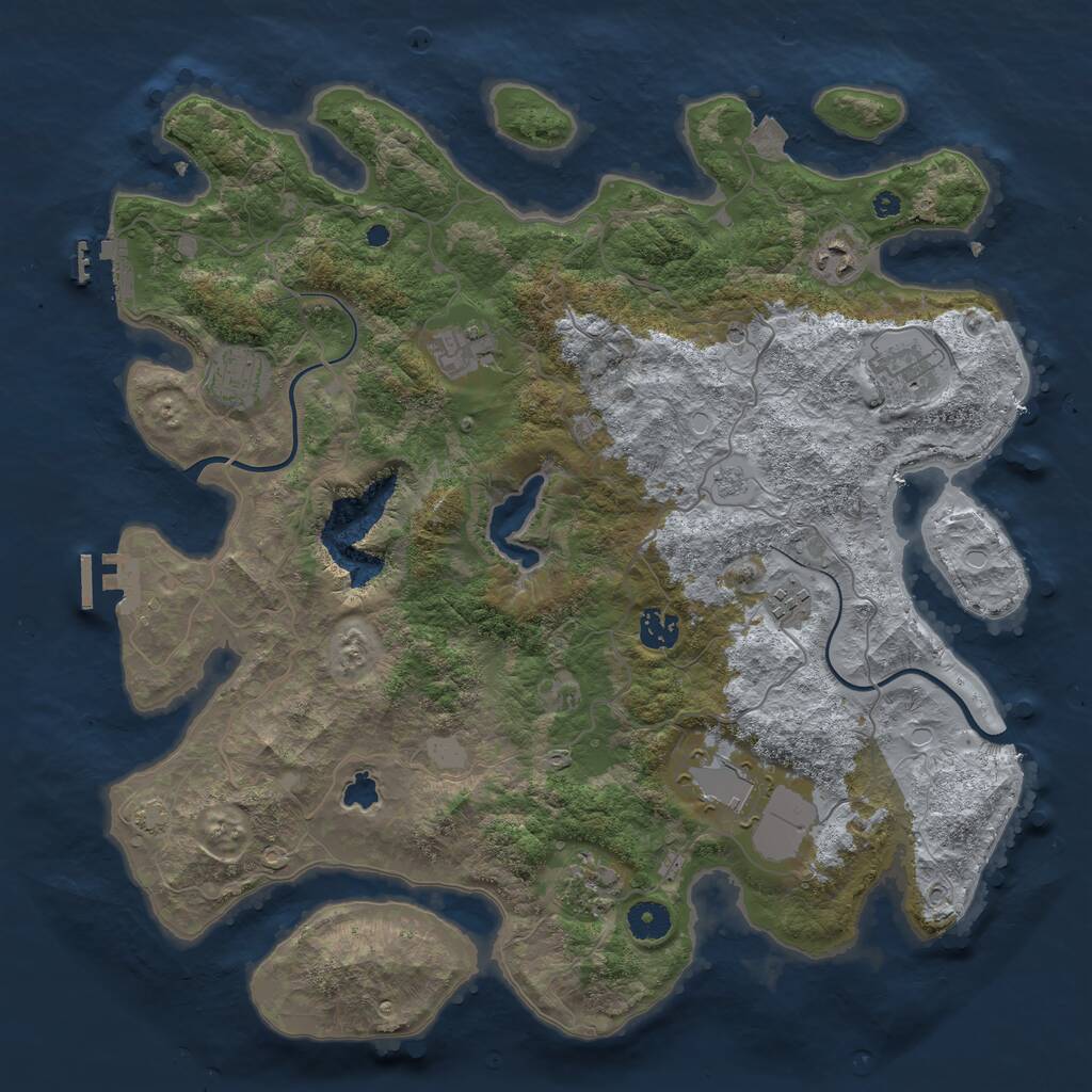 Rust Map: Procedural Map, Size: 4000, Seed: 246810, 14 Monuments