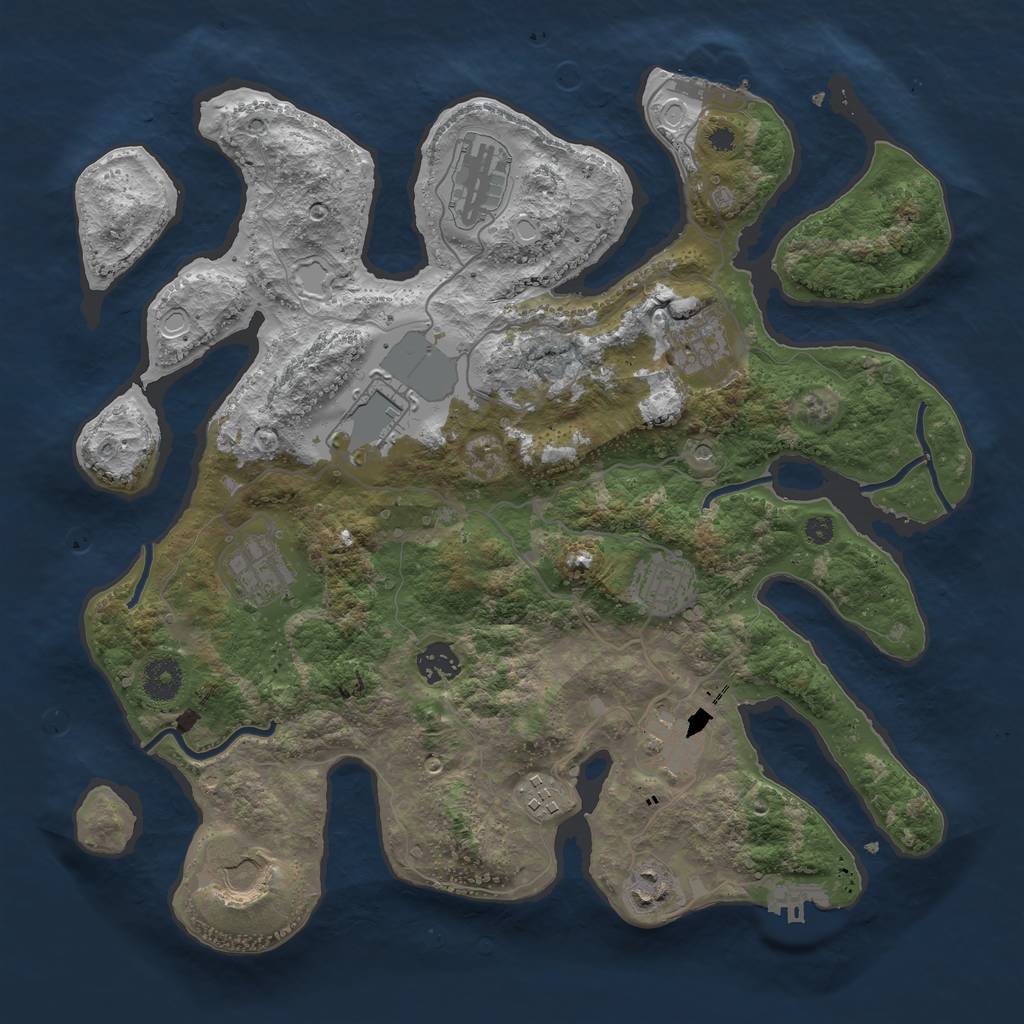 Rust Map: Procedural Map, Size: 3700, Seed: 205634, 21 Monuments