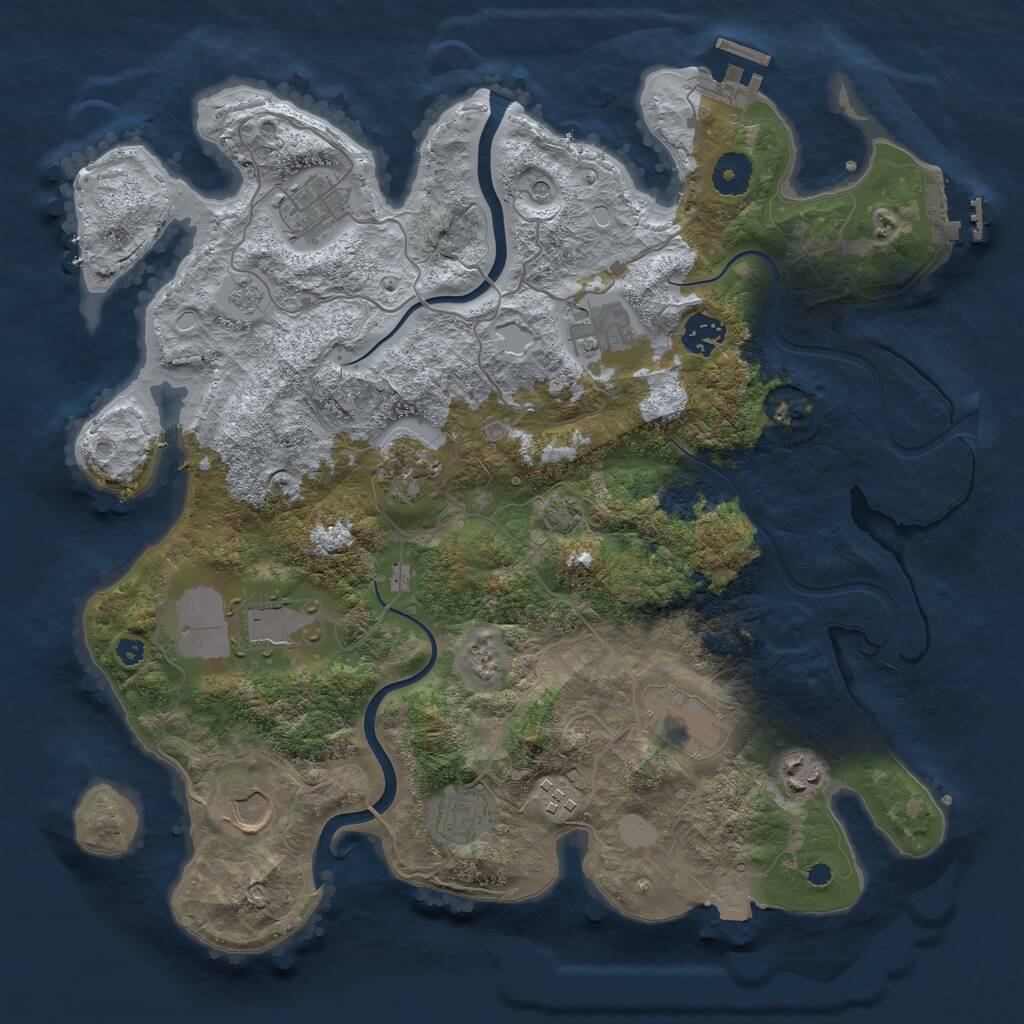 Rust Map: Procedural Map, Size: 3700, Seed: 205634, 16 Monuments