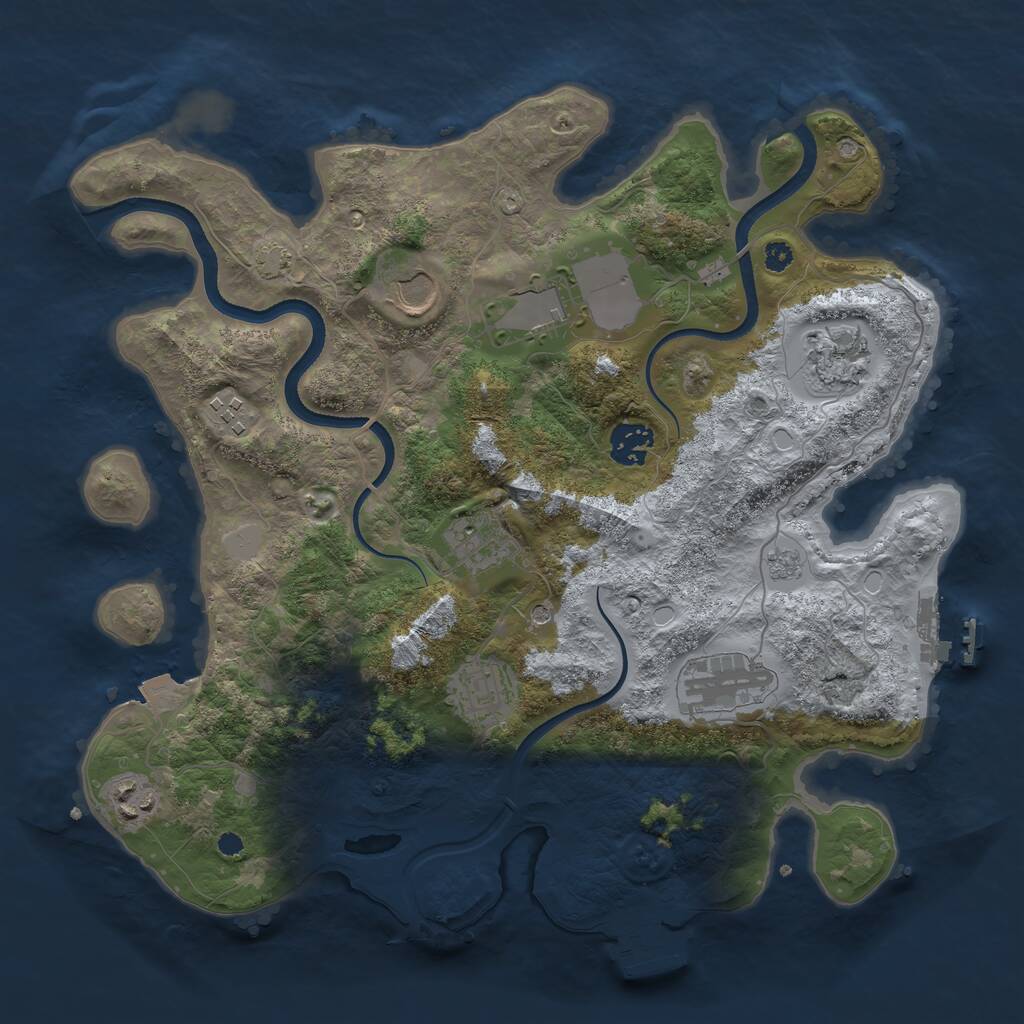 Rust Map: Procedural Map, Size: 3500, Seed: 677702850, 15 Monuments