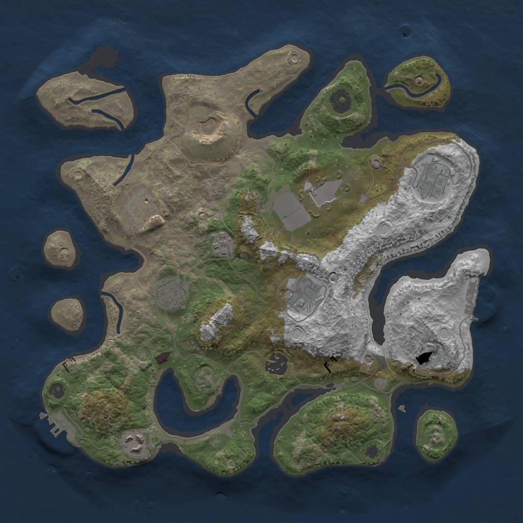 Rust Map: Procedural Map, Size: 3500, Seed: 677702850, 20 Monuments