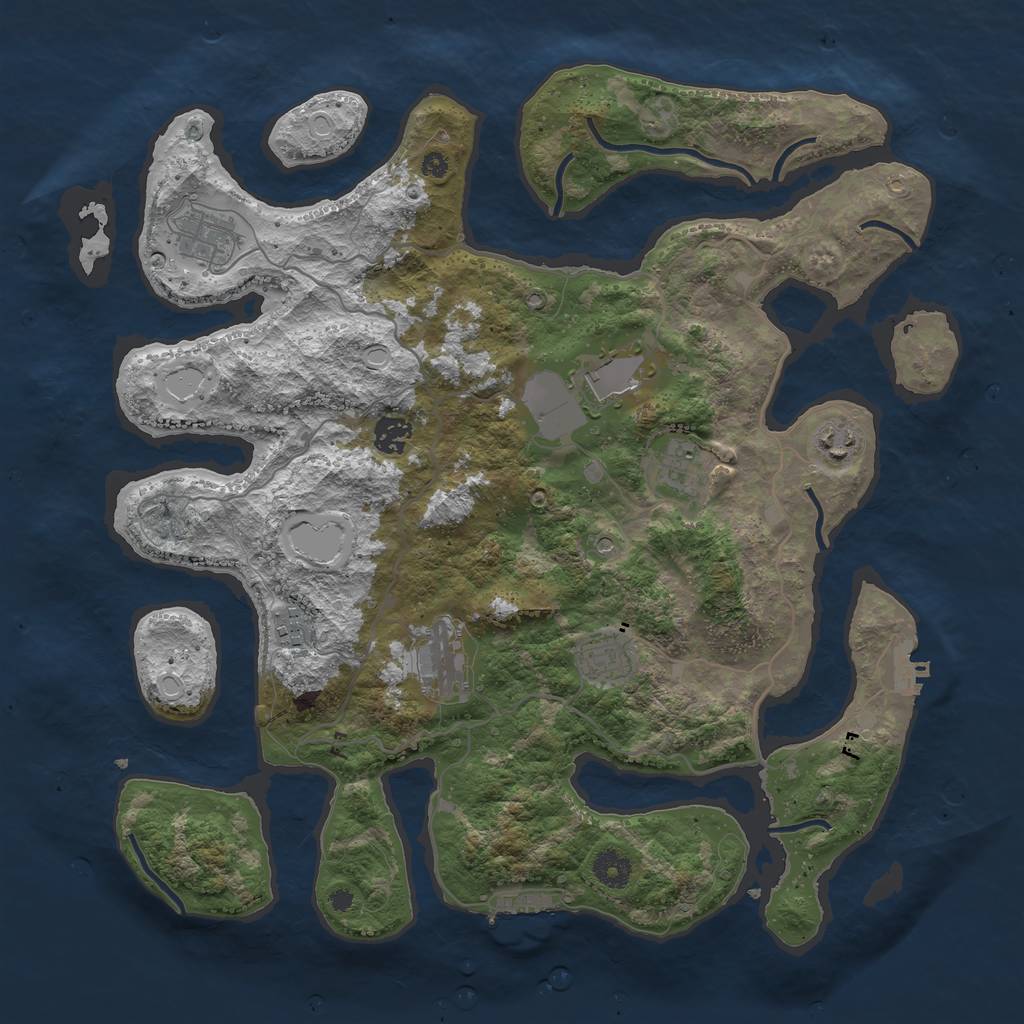 Rust Map: Procedural Map, Size: 4000, Seed: 1808398941, 19 Monuments