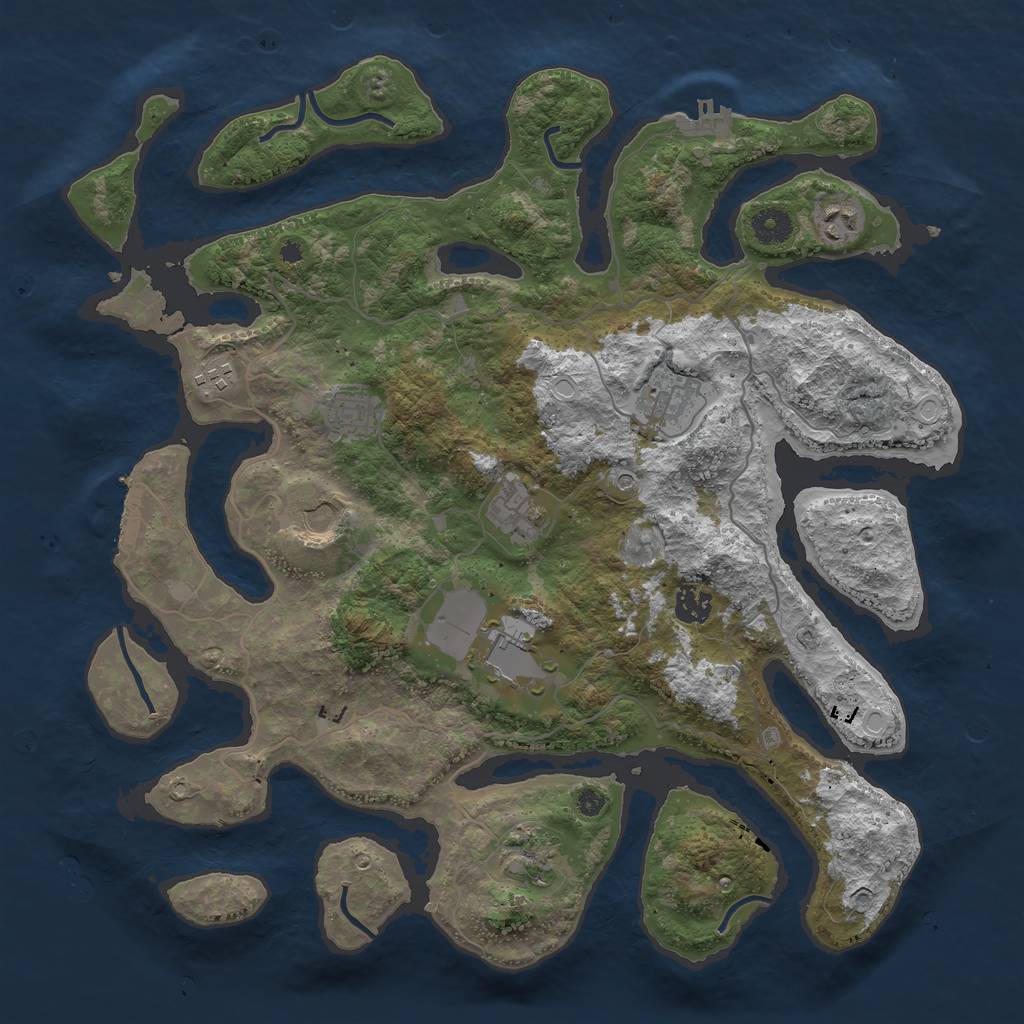 Rust Map: Procedural Map, Size: 4000, Seed: 1485860789, 20 Monuments