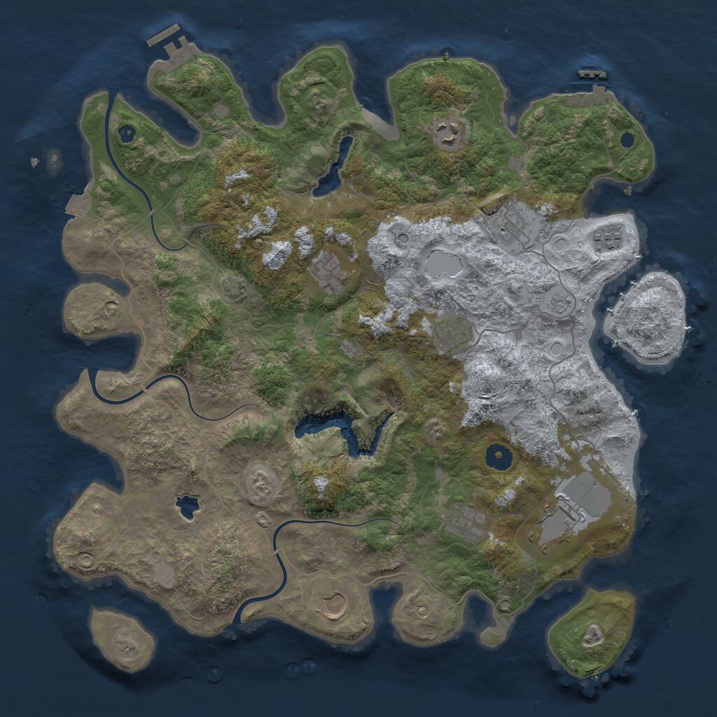 Rust Map: Procedural Map, Size: 4050, Seed: 1300197739, 14 Monuments