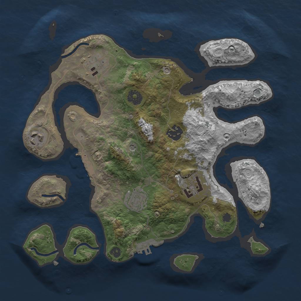 Rust Map: Procedural Map, Size: 3000, Seed: 366, 16 Monuments