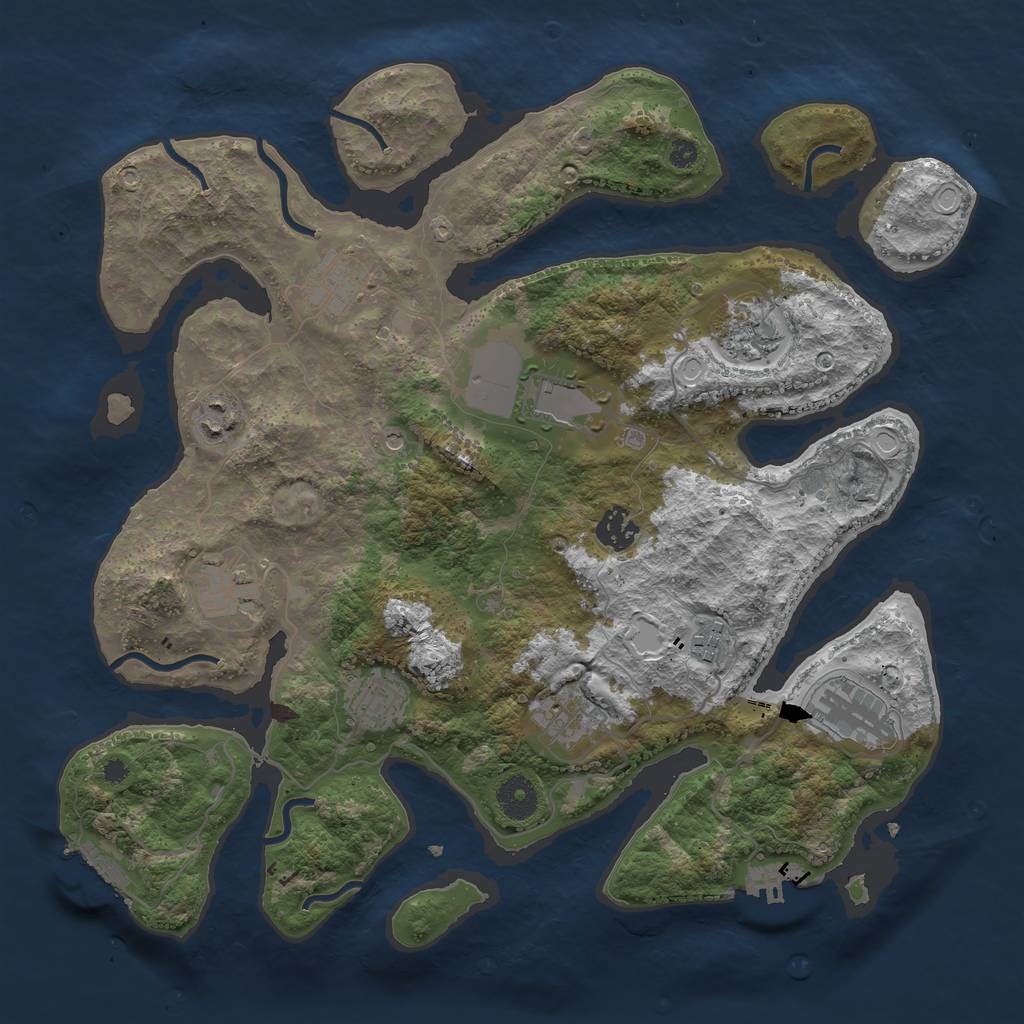 Rust Map: Procedural Map, Size: 3700, Seed: 738601370, 21 Monuments