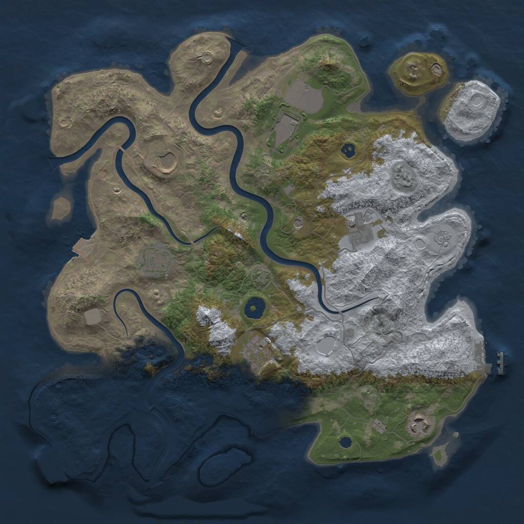 Rust Map: Procedural Map, Size: 3700, Seed: 738601370, 13 Monuments