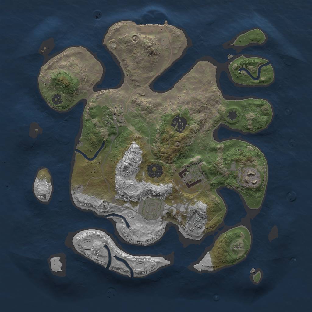 Rust Map: Procedural Map, Size: 3000, Seed: 3693, 15 Monuments