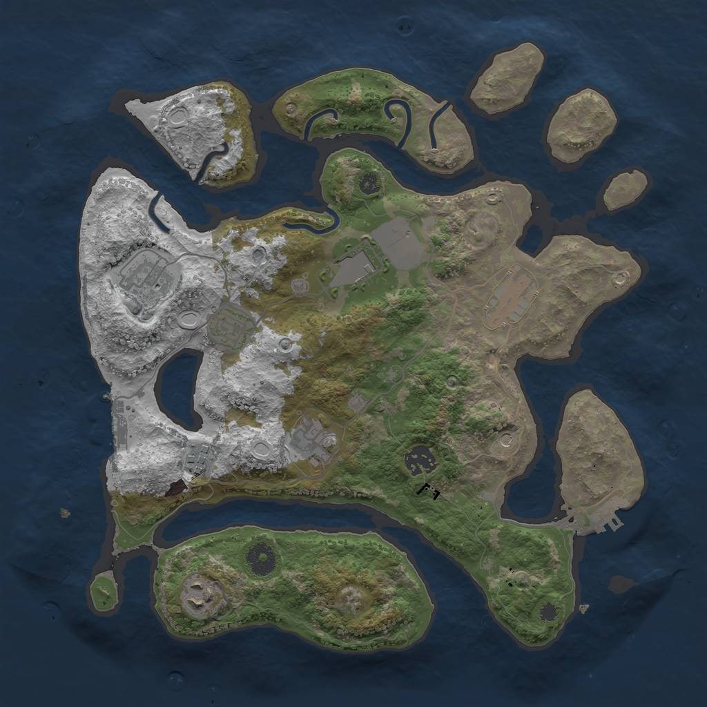 Rust Map: Procedural Map, Size: 3500, Seed: 27243625, 19 Monuments