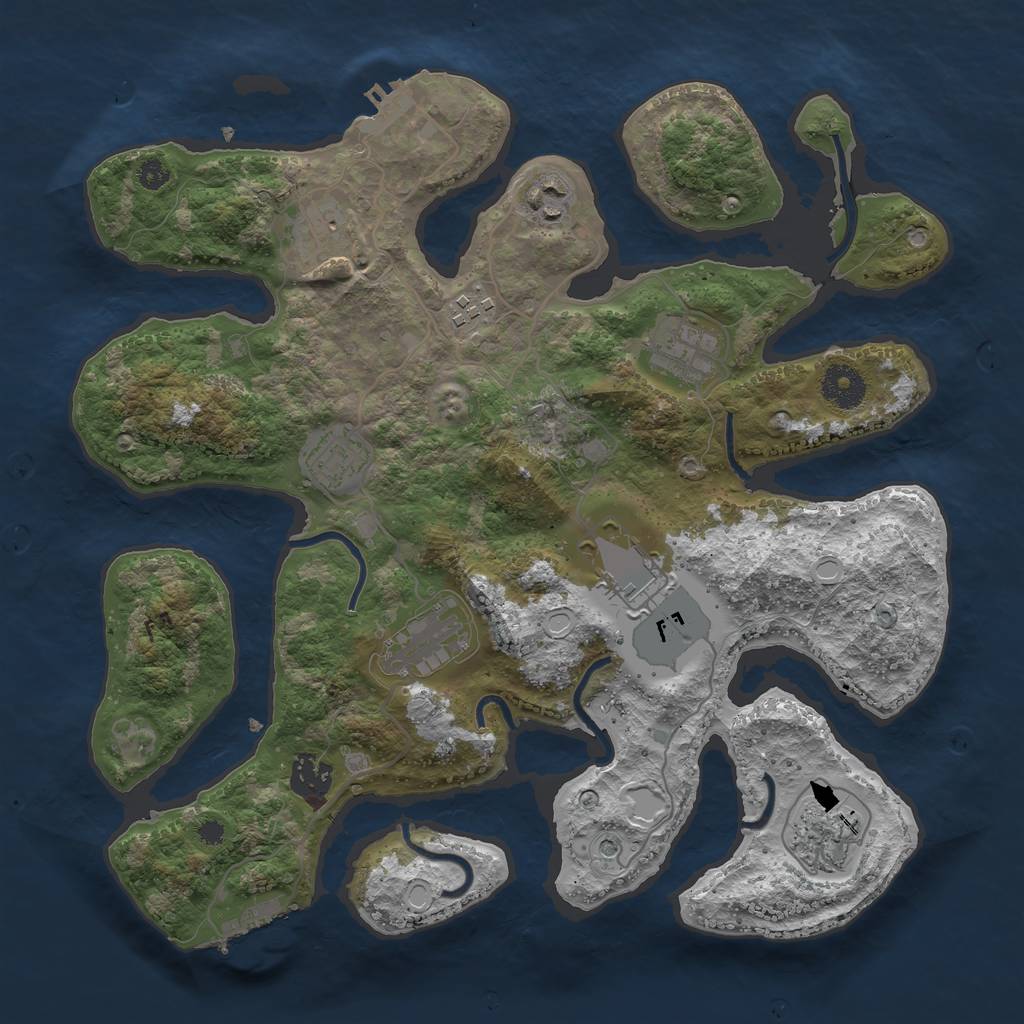 Rust Map: Procedural Map, Size: 3500, Seed: 25402, 20 Monuments