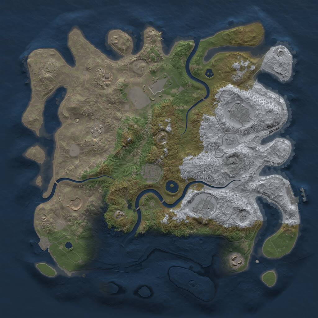 Rust Map: Procedural Map, Size: 3750, Seed: 1908910095, 13 Monuments