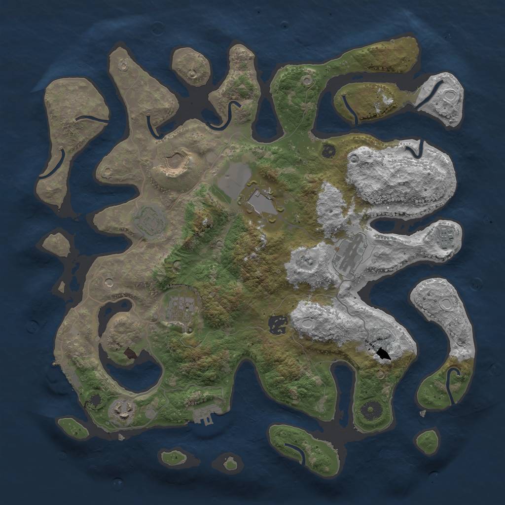 Rust Map: Procedural Map, Size: 3750, Seed: 1908910095, 19 Monuments
