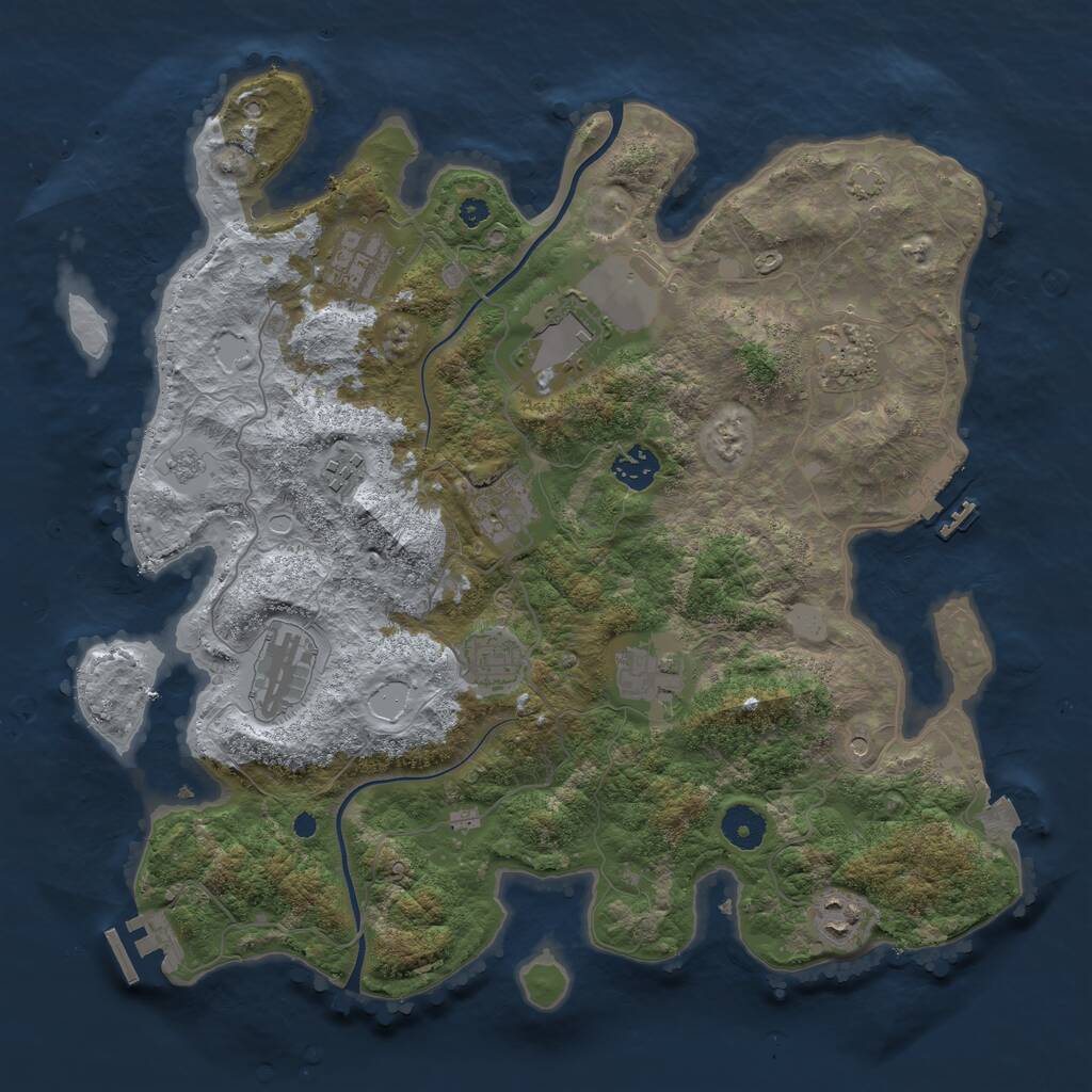 Rust Map: Procedural Map, Size: 3750, Seed: 197126799, 16 Monuments