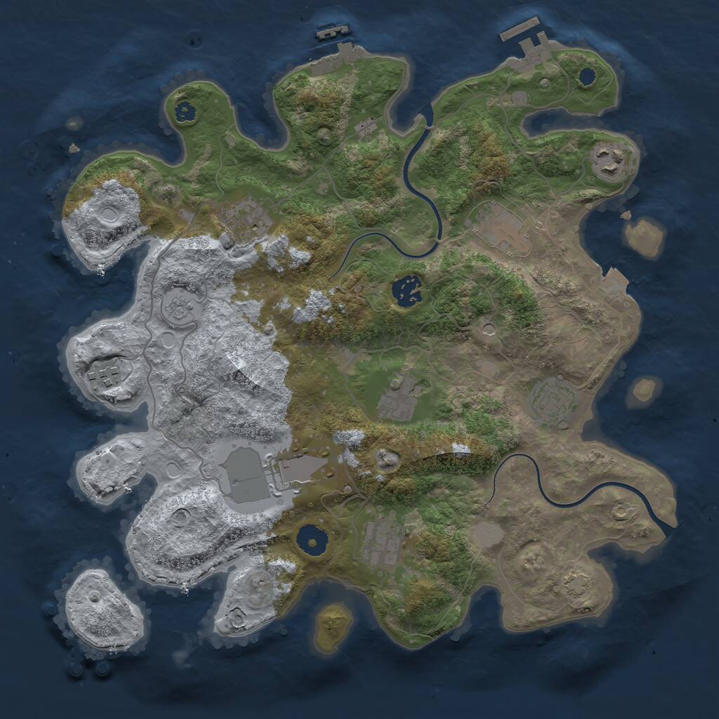 Rust Map: Procedural Map, Size: 3500, Seed: 540001522, 15 Monuments