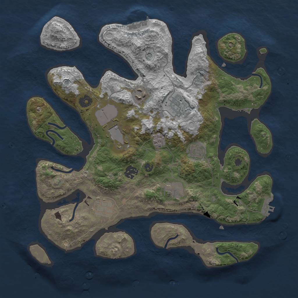 Rust Map: Procedural Map, Size: 3500, Seed: 405815122, 19 Monuments