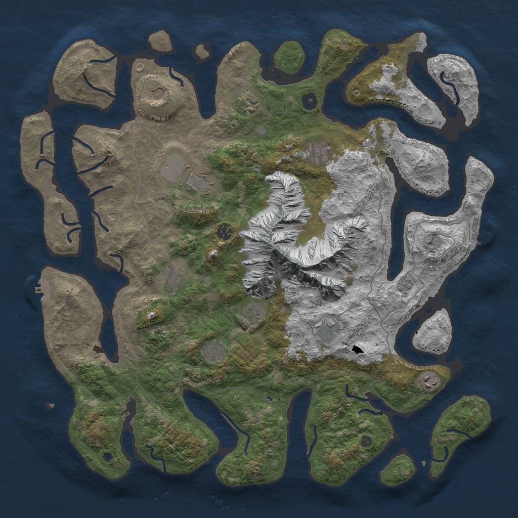 Rust Map: Procedural Map, Size: 5000, Seed: 77691, 22 Monuments