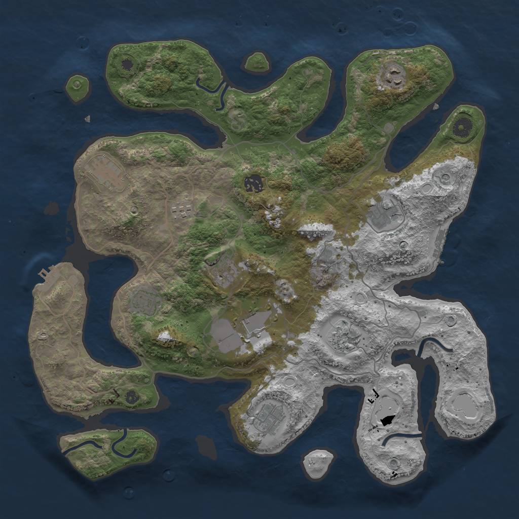 Rust Map: Procedural Map, Size: 4000, Seed: 1153233279, 21 Monuments