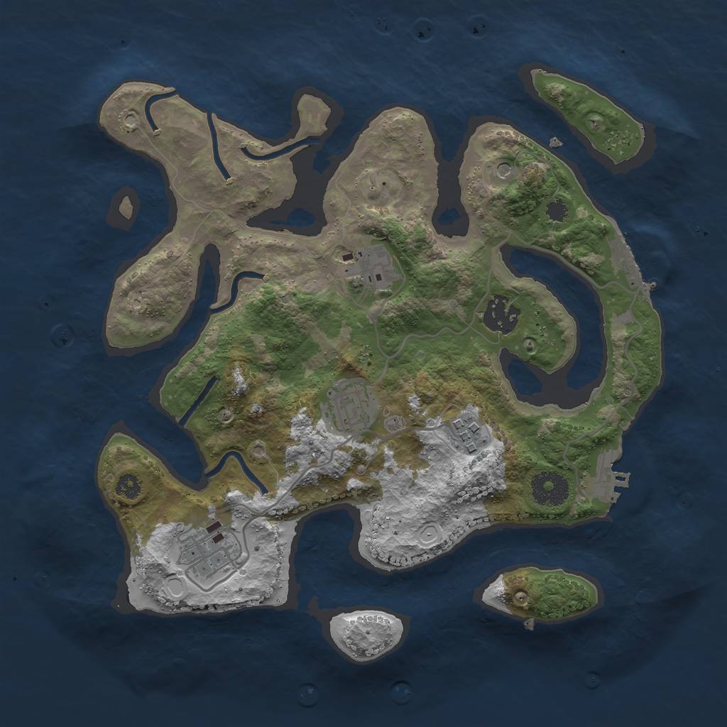 Rust Map: Procedural Map, Size: 3000, Seed: 1135421991, 16 Monuments