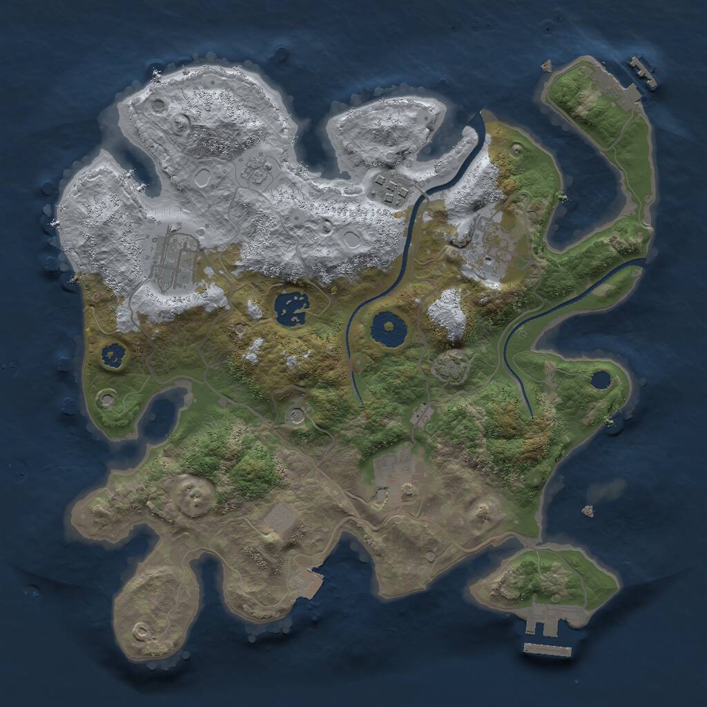 Rust Map: Procedural Map, Size: 3000, Seed: 1457241627, 11 Monuments