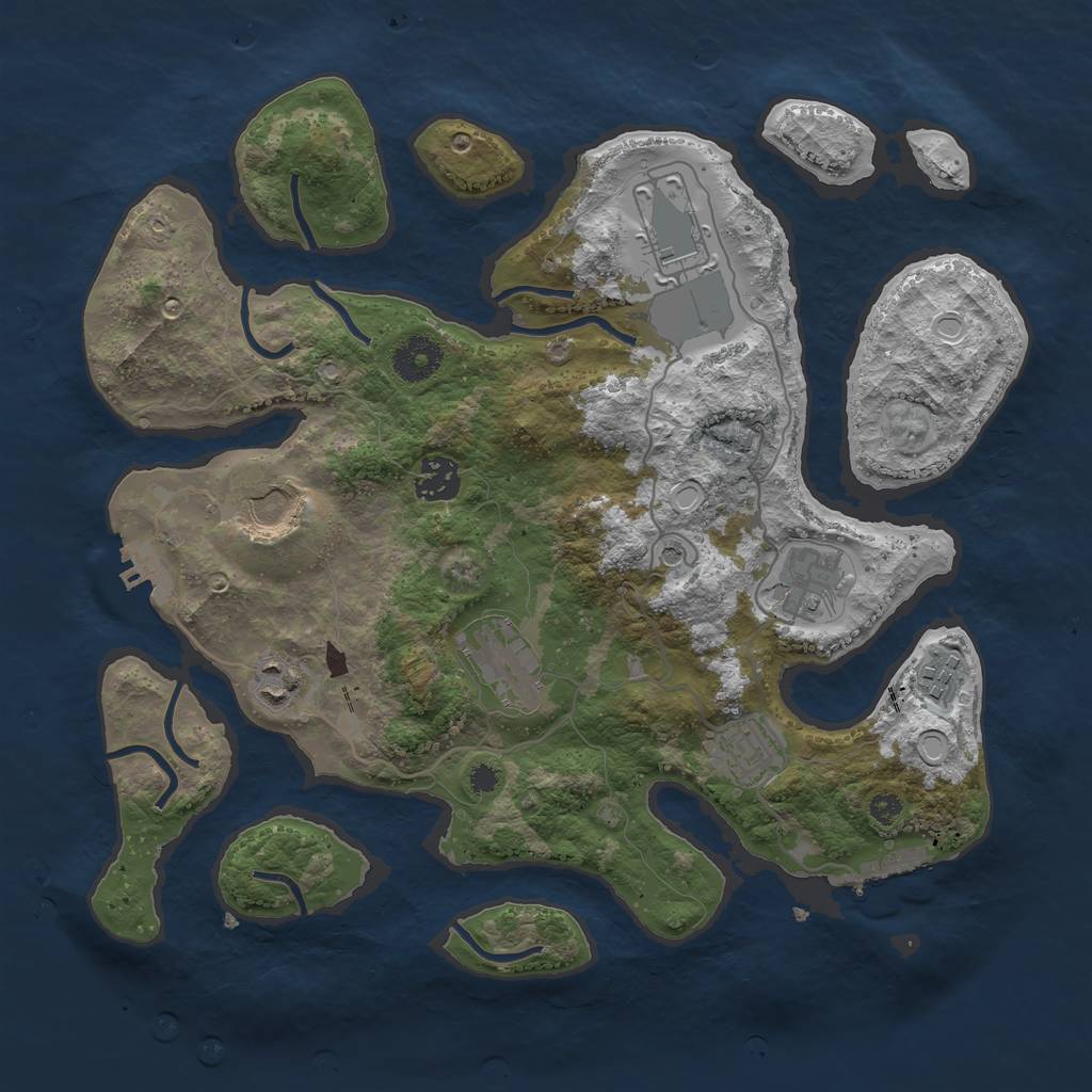 Rust Map: Procedural Map, Size: 3500, Seed: 83891, 19 Monuments