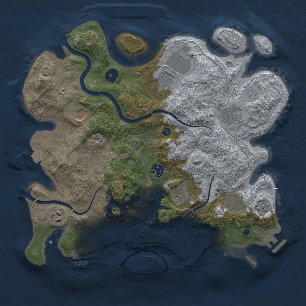 Rust Map: Procedural Map, Size: 3500, Seed: 83891, 14 Monuments