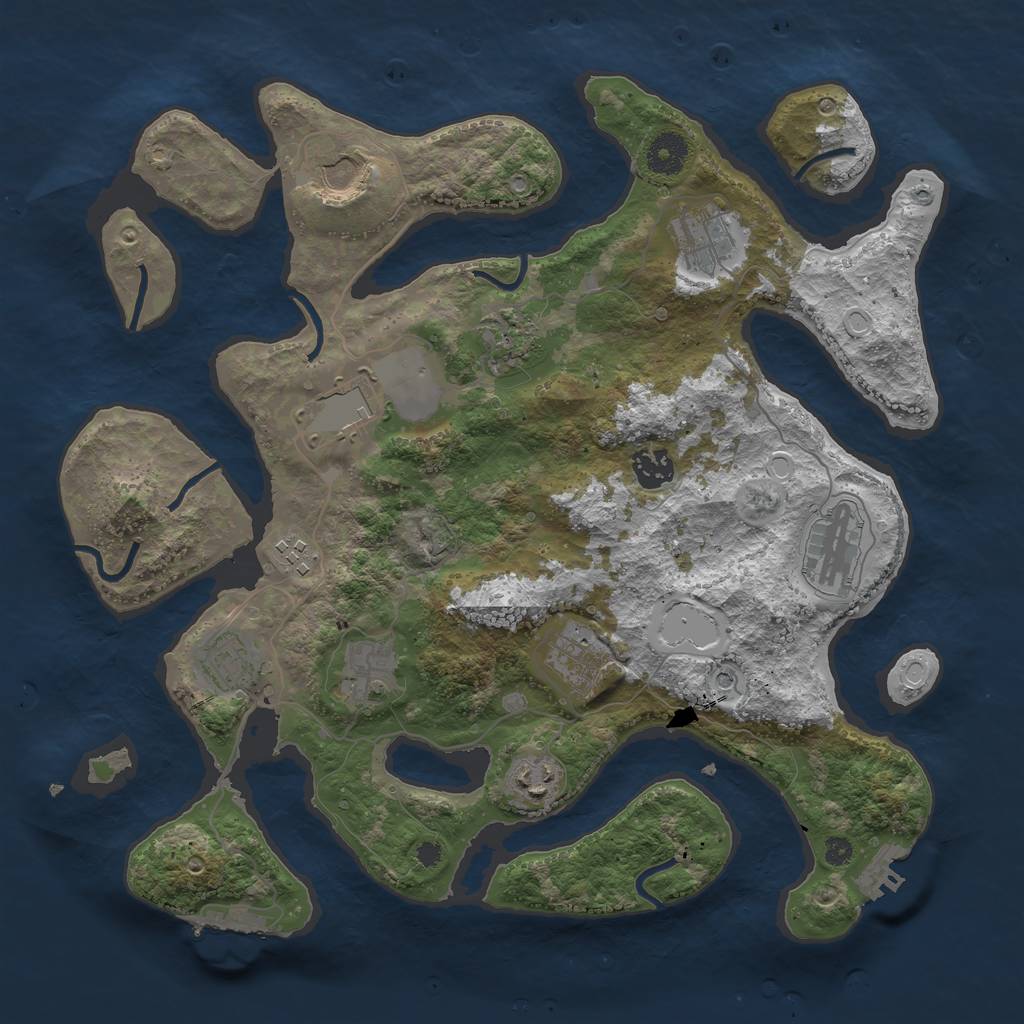 Rust Map: Procedural Map, Size: 3700, Seed: 1836284542, 22 Monuments
