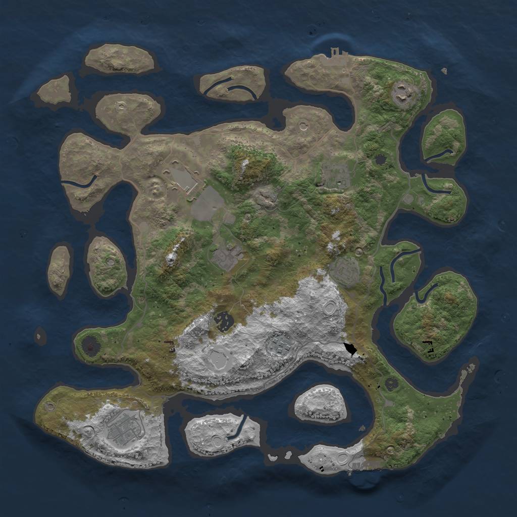 Rust Map: Procedural Map, Size: 4000, Seed: 1086162520, 19 Monuments