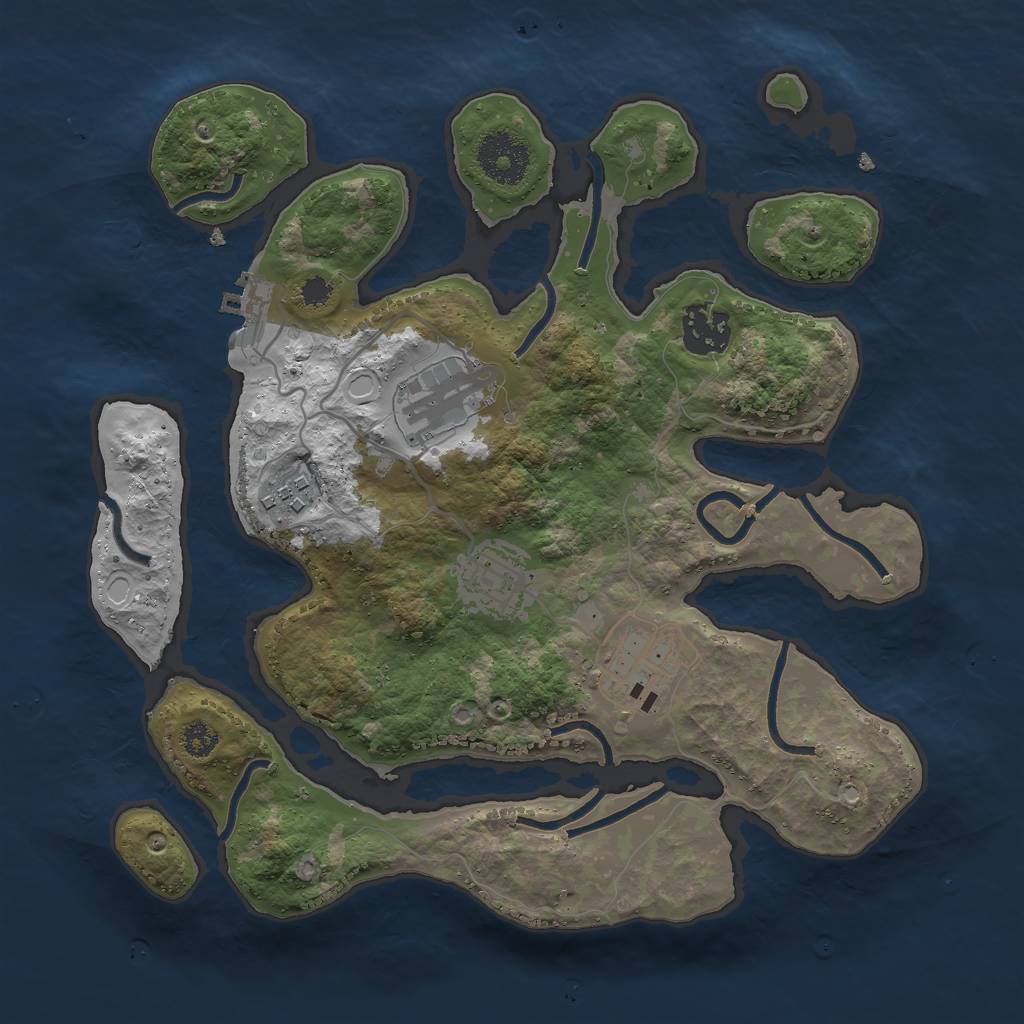 Rust Map: Procedural Map, Size: 3000, Seed: 1624953, 14 Monuments