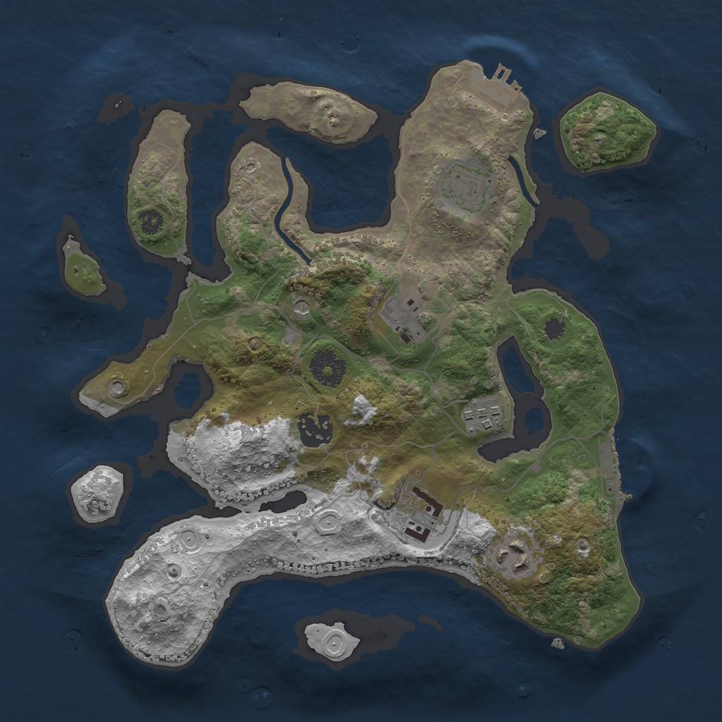 Rust Map: Procedural Map, Size: 3000, Seed: 2074324127, 17 Monuments