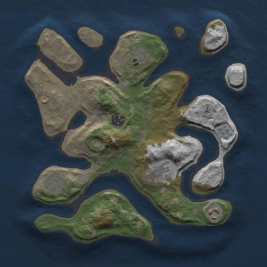 Rust Map: Barren, Size: 3000, Seed: 17779, 9 Monuments