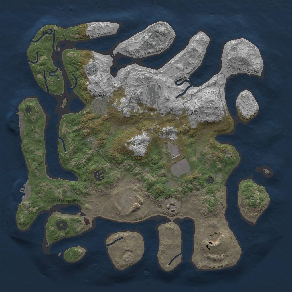 Rust Map: Procedural Map, Size: 4000, Seed: 545345, 19 Monuments