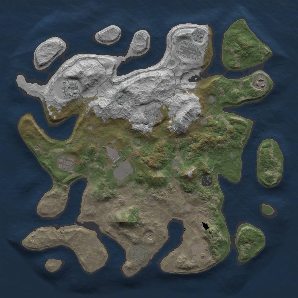 Rust Map: Barren, Size: 4000, Seed: 330061276, 13 Monuments