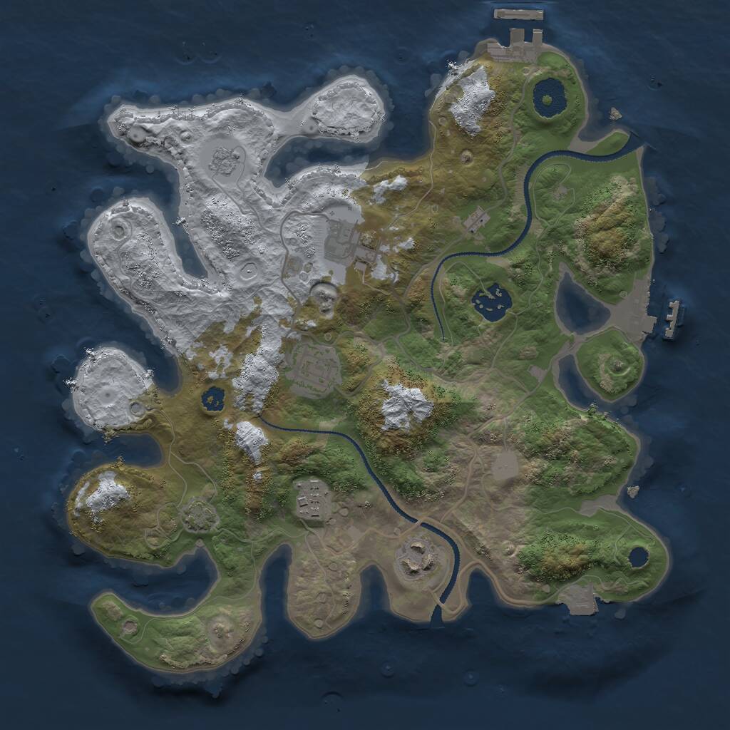 Rust Map: Procedural Map, Size: 3000, Seed: 22287527, 10 Monuments