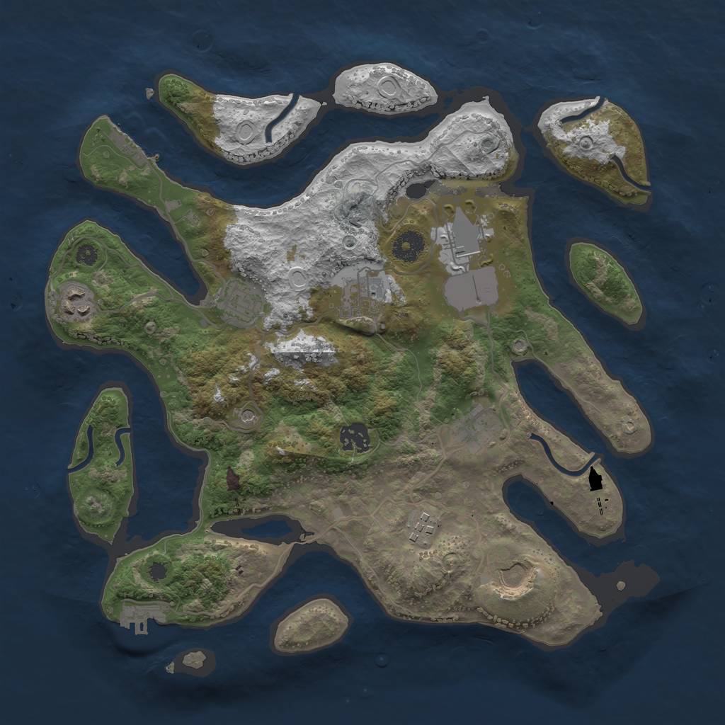 Rust Map: Procedural Map, Size: 3500, Seed: 773419503, 19 Monuments