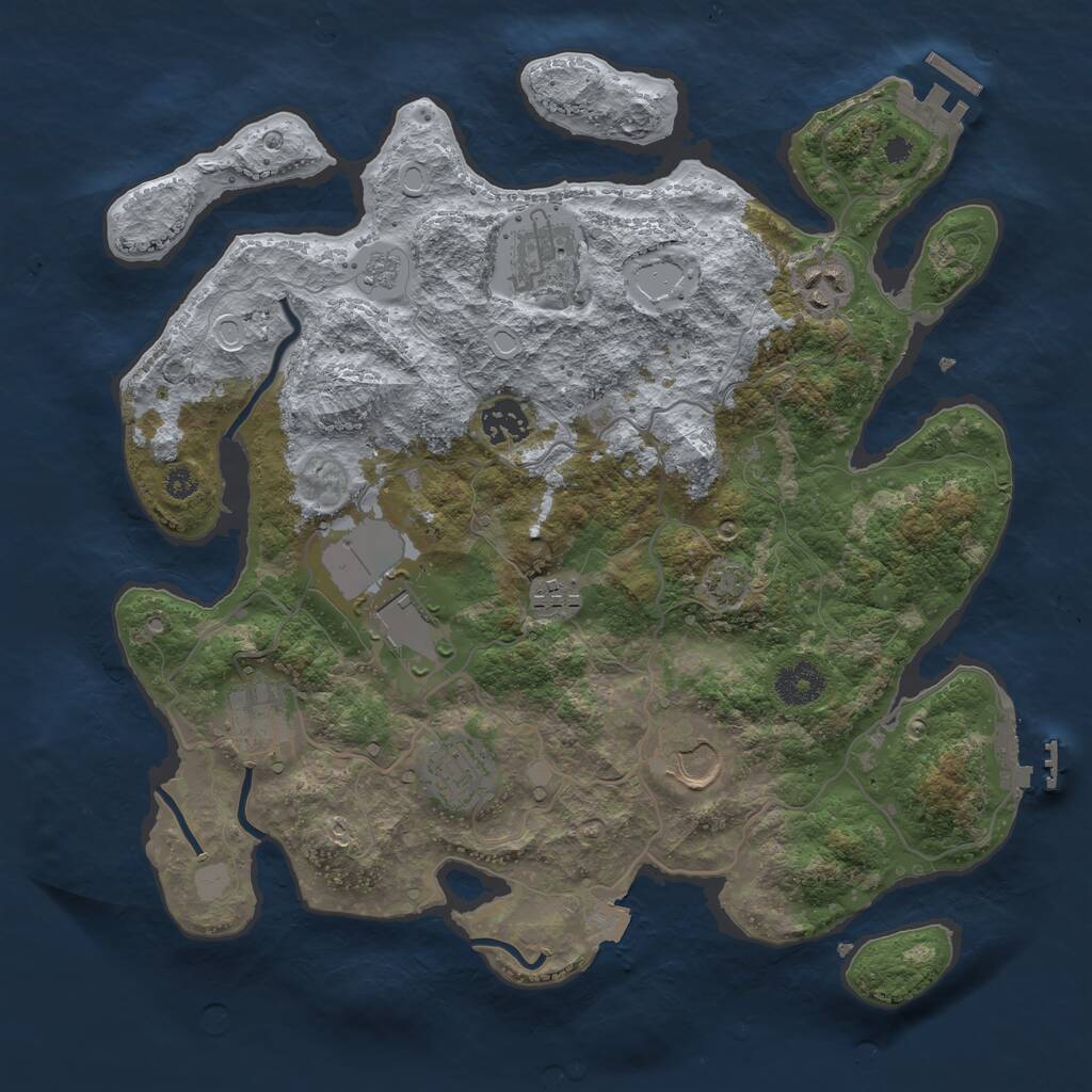 Rust Map: Procedural Map, Size: 3500, Seed: 78999177, 13 Monuments