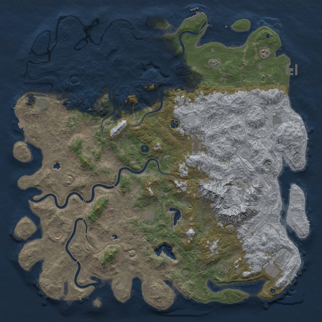Rust Map: Procedural Map, Size: 6000, Seed: 1032369632, 17 Monuments
