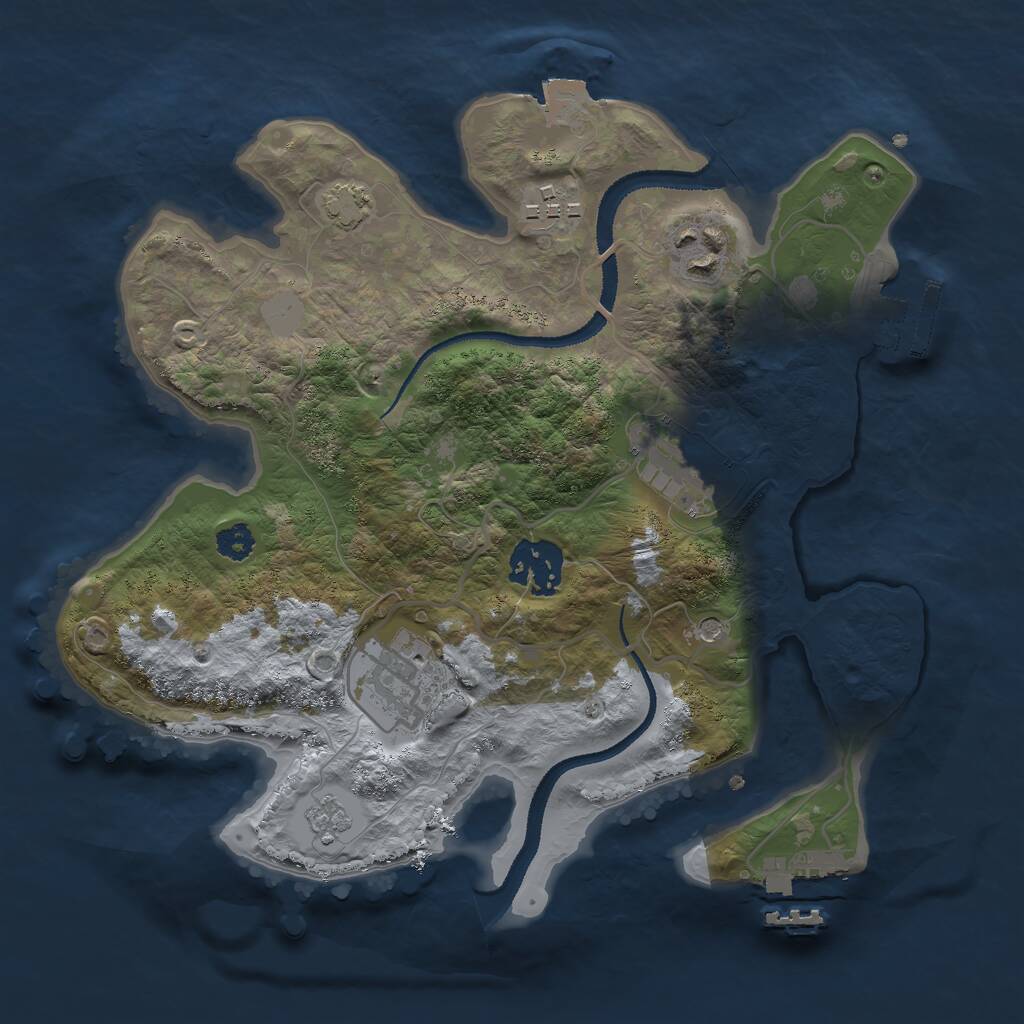 Rust Map: Procedural Map, Size: 2750, Seed: 848181730, 11 Monuments