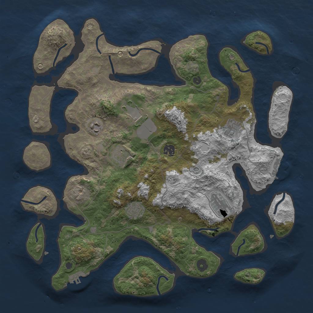 Rust Map: Procedural Map, Size: 4000, Seed: 1230609215, 18 Monuments