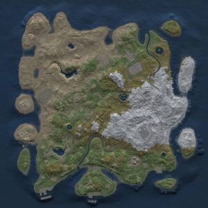 Thumbnail Rust Map: Procedural Map, Size: 4000, Seed: 1230609215, 13 Monuments